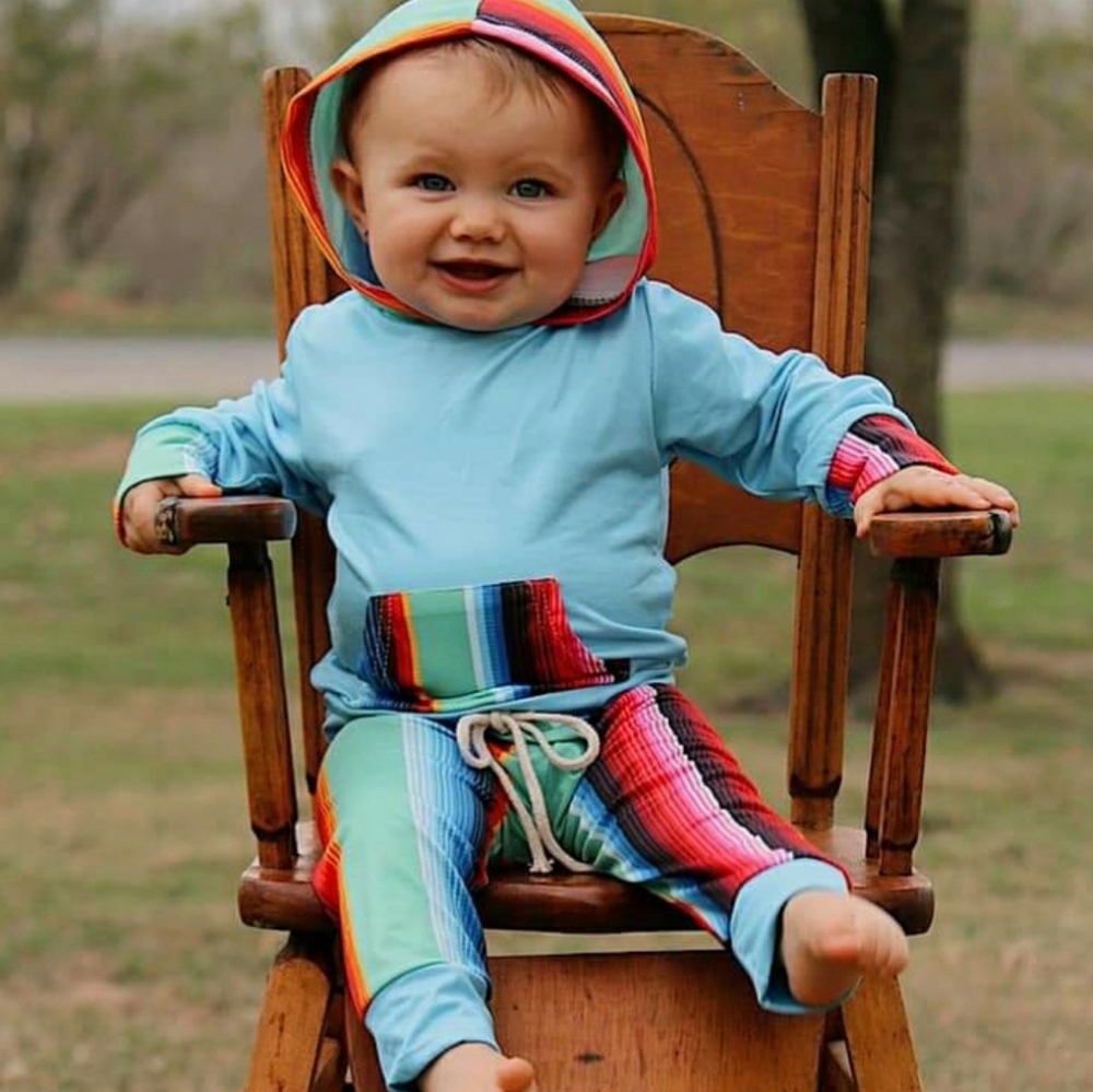 Serape baby outfit.